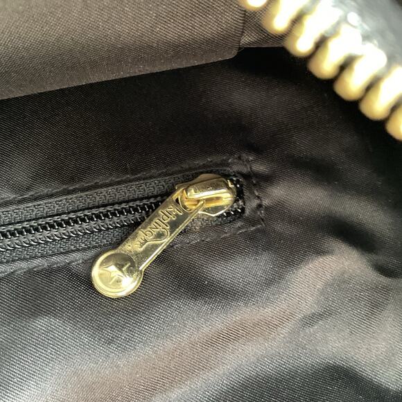 Kipling Black Nylon Tote Bag Gold Logo Patent Trim Large Shoulder Travel Work - Picture 11 of 14